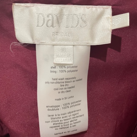 David’s Bridal Maroon One-Shoulder Crinkle Chiffon Dress - Picture 4 of 5